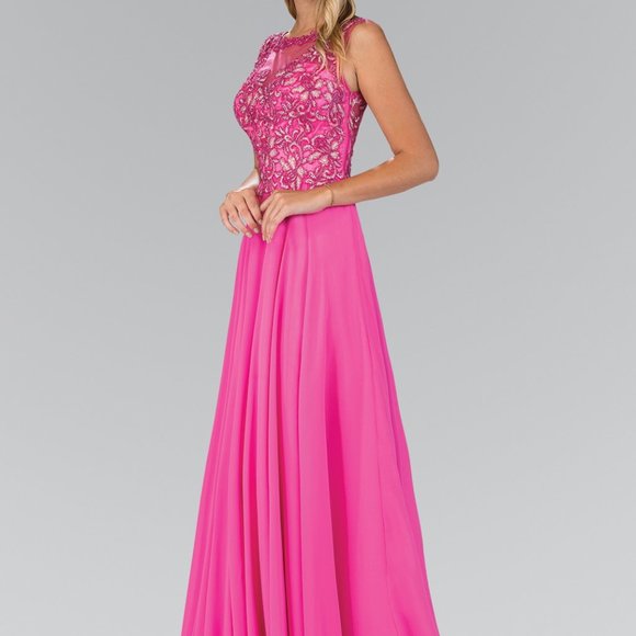 GLS Collective Dresses & Skirts - Illusion Neck Sequin Bodice Prom Dress GSGL1410